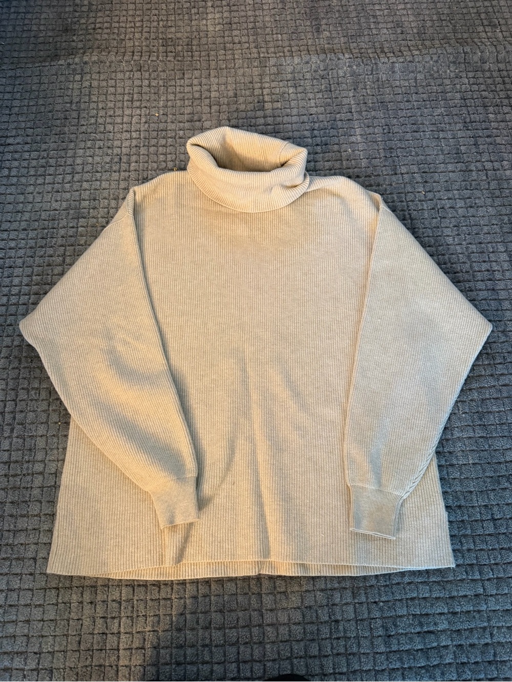 Free People Cream Ribbed Turtleneck Sweater